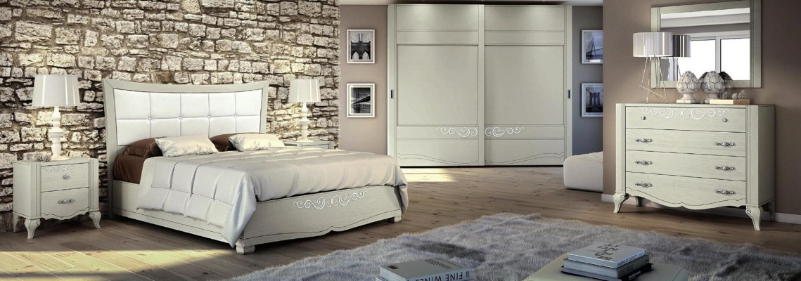 Luxus set 6 kusů ložnice postel noční stolek skříň komoda zrcadlo dřevo