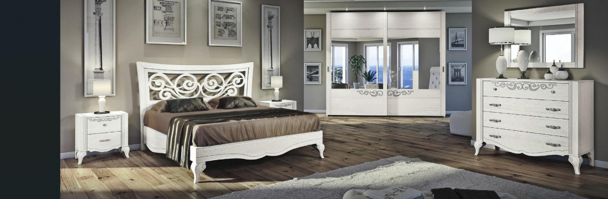 Sada 6 kusy ložnice postel noční stolek šatní skříň komoda zrcadlo souprava