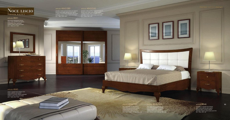 Sada 6 kusů ložnice Postel noční stolek Šatní skříň Komoda Zrcadlo Garnitur