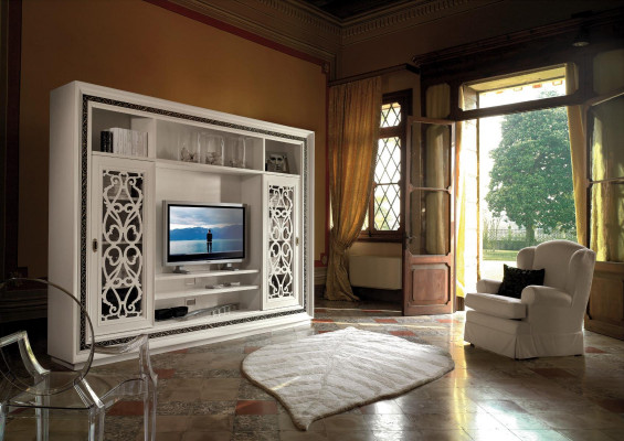 Skříň Vitrína Dřevo Obývací pokoj Nábytek Televizní stěna Moderní design Obývací stěna