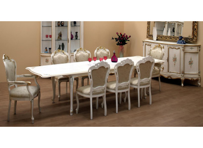 Kompletní set jídelní stůl 8x židlí jídelní pokoj jídelní sada dřevo nábytek stoly 9 kusů