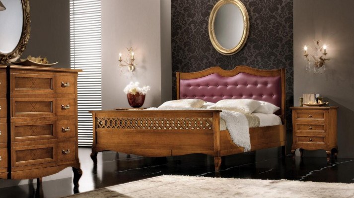 Italská designerská ložnice postel 2x noční stolky komoda 4 dílná sada Nová