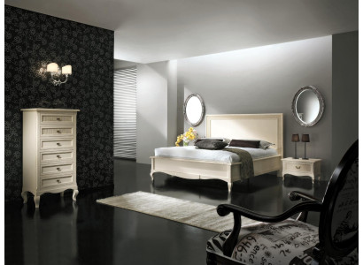 Design Klasická luxusní postel Skupina dřevěná postel noční stolek 4dílná sada ložnice