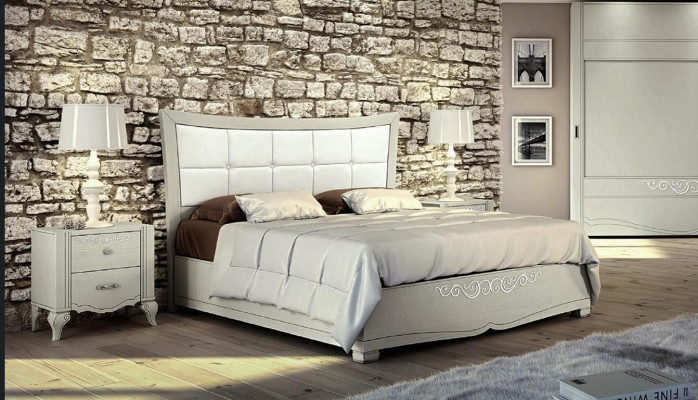 Luxus set 3 kusy ložnice postel noční stolek ložní souprava dřevo dvojité moderní