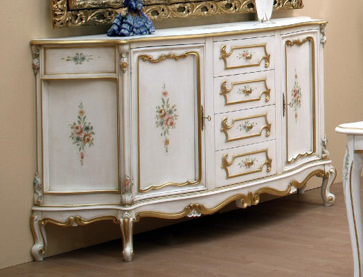 Komoda Klasická skříň Masivní dřevěný nábytek Sideboard Italské zařízení