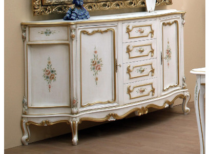 Komoda Klasická skříň Masivní dřevěný nábytek Sideboard Italské zařízení