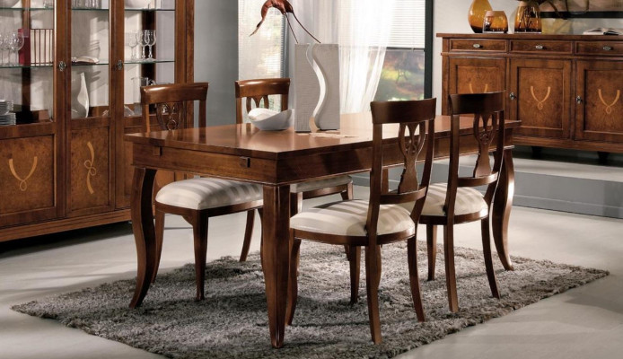 Zavádějící imitace dřeva jídelního stolu: Moderní design a luxus pro váš jídelní pokoj.