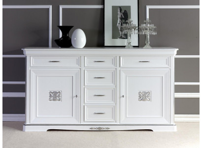Komody Sideboard Masivní dřevo Skříň Nábytek Komoda Bufet Bílý