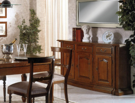 Komoda Jídelní stůl Sideboard Hnědé dřevo Masiv Skříň Nábytek Komody Jídelní stoly.