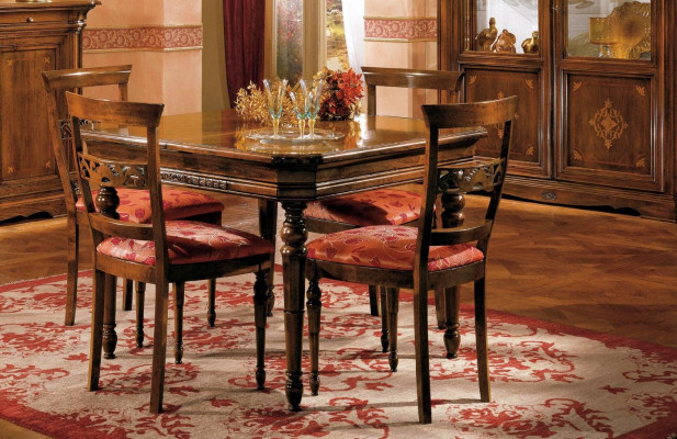 Jídelní stůl sestava, 4x židle moderní polstrové designové nové dřevo.