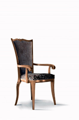 Jídelní židle Art déco s opěrkou na paže, židle do jídelny, designové textilní luxusní křeslo.