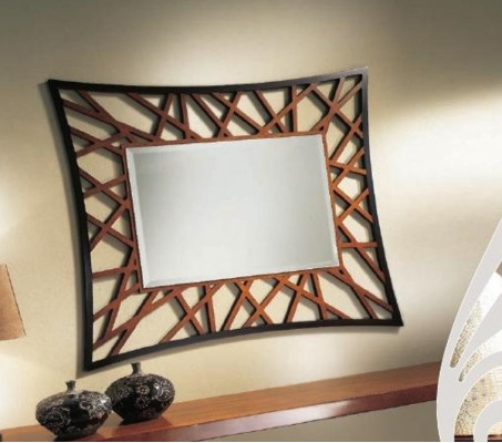 Zrcadlo Visací zrcadlo Dřevo Moderní Zrcadlo na zeď Nábytek Zrcátko Design 111x89 Nový