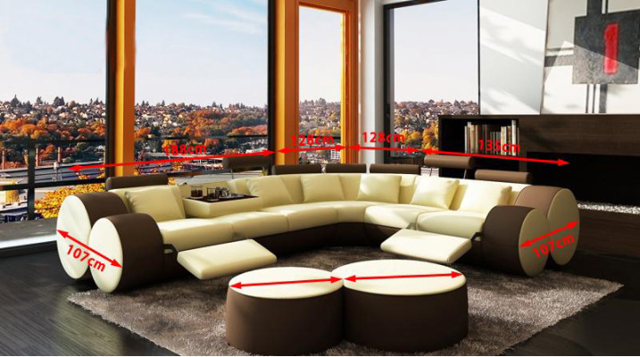 Ecksofa Pohovka Kožená Pohovka - Designer Sedací Souprava Sedadlo Polstr Živá Louka