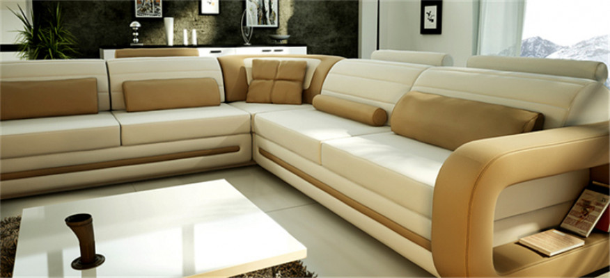 Návrhářská pohovka v U tvaru Rohová sedací souprava Pohovka s potahem z kůže Garnitury Obývací soupravy Nové