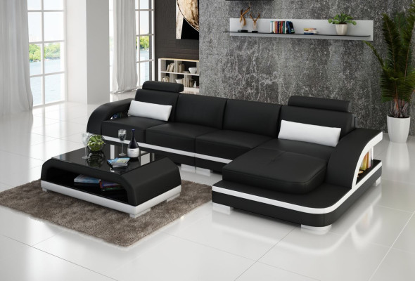 Kožená pohovka L-tvarová sedací souprava rohová sedací souprava dekorace sada design moderní
