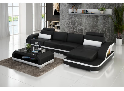 Kožená pohovka L-tvarová sedací souprava rohová sedací souprava dekorace sada design moderní