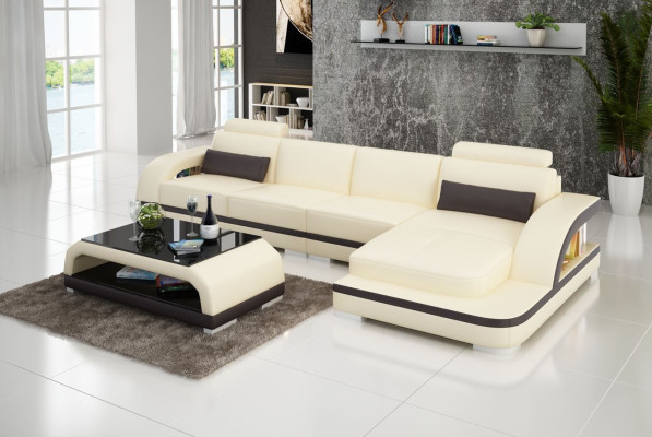 Kožená pohovka L-tvarová sedací souprava rohová sedací souprava dekorace sada design moderní
