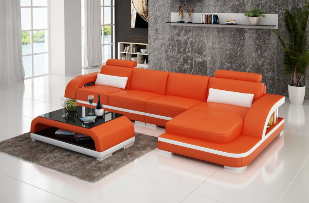 Kožená pohovka L-tvarová sedací souprava rohová sedací souprava dekorace sada design moderní