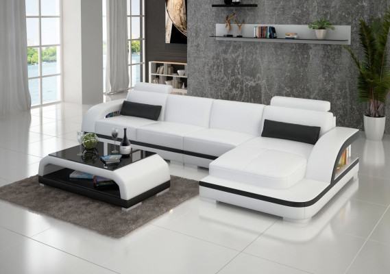 Kožená pohovka L-tvarová sedací souprava rohová sedací souprava dekorace sada design moderní
