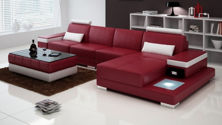 Couch rohová sedací souprava nábytek kůže obývací landschaft sestava design moderní pohovka