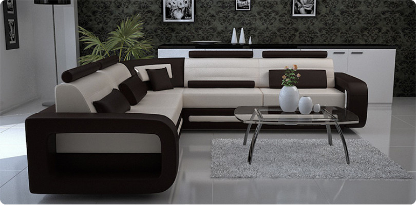 Rohová pohovka Čalouněná pohovka Kožená rohová pohovka Obývací stěna L-tvaru Garnitury