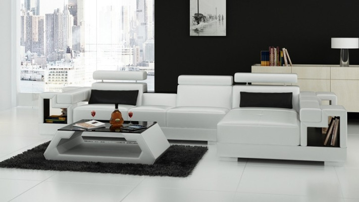 L Form Sofa Couch Polster Garnitur Wohnlandschaft Design Ecksofa Leder