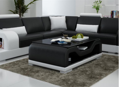 Černý skleněný stolek gauč stolkem moderní stůl polstrovaný