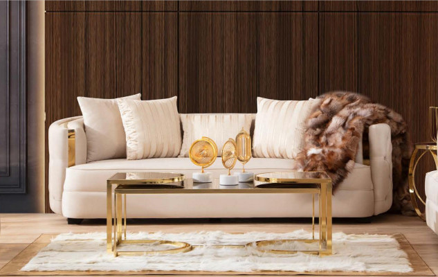 Sofa 3 místný nábytek látková třícestná pohovka luxusní design obývací pokoj moderní styl
