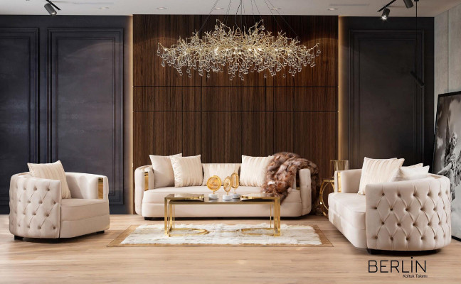 Sofa 3 místný nábytek látková třícestná pohovka luxusní design obývací pokoj moderní styl
