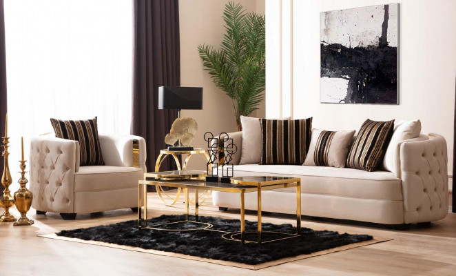 Sofa 3 místný nábytek látková třícestná pohovka luxusní design obývací pokoj moderní styl