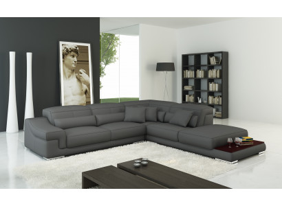 Multifunkční rozkládací rohová pohovka, kůží potažená pohovka, gauč, rohová sedací souprava.