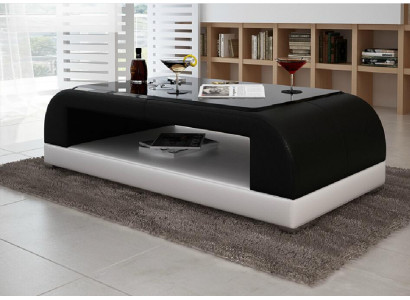 Sofa stůl skleněný design kávový stůl obývací pokoj kožená pohovka křeslo