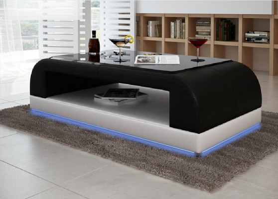 Sofa stůl skleněný design kávový stůl obývací pokoj kožená pohovka křeslo