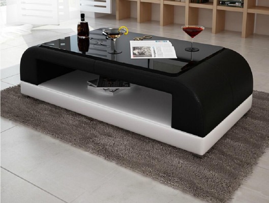 Sofa stůl skleněný design kávový stůl obývací pokoj kožená pohovka křeslo