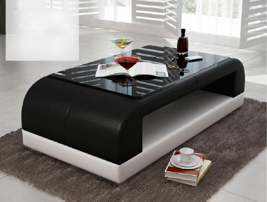 Sofa stůl skleněný design kávový stůl obývací pokoj kožená pohovka křeslo