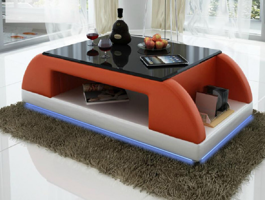 Moderní pohovka polstrovaný kůží stůl obývací pokoj přistýlka sklo tabule káva