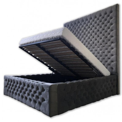 Designer Moderní Chesterfield postel v moderním luxusním stylu s vysokou hlavovou částí