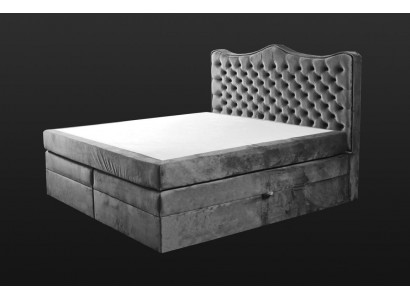 Rám postele šedý chesterfield ložnice design elegantní tkanina klasický nábytek