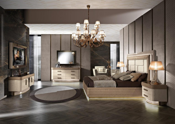 Postel noční stolek komoda ložnice sada design luxus kompletní itálie nový 7dílný.