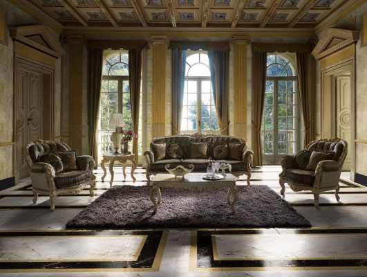 Sofa sestava 3+2+1 sedadla Nábytek Čalouněný textil Italský Chesterfield design