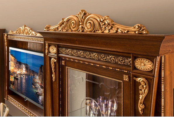 Sada 4 kusů obývacího pokoje rtv 2x Vitrína rámeček na TV ze dřeva Luxus skupina sestava Itálie