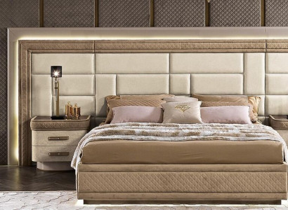 Design nábytek Moderní Luxusní postele Nová postel 2x Noční stolky 3 ks. Ložnice Set