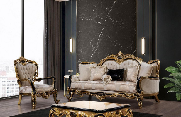 Sofa set Klasická luxusní sedací souprava Chesterfield pro obývací pokoj 3+1 sedadlo