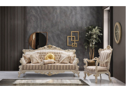 Sofa sada Klasické luxusní sedací soupravy gauč křesla obývacího pokoje 3+1 Chesterfield