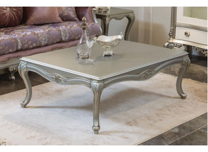 Luxus kávový stůl Klasické stolky Stříbrný stůl Dřevo Nový