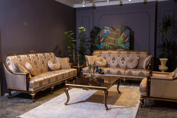 Luxus kavč Braune stolky obývacího pokoje dřevěný stůl nábytek