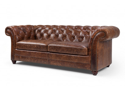 Chesterfield 100% Skutečná kůže Kožená sofa Pohovka Potah Klasická pohovka