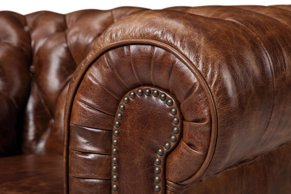 Chesterfield 100% Skutečná kůže Kožená sofa Pohovka Potah Klasická pohovka