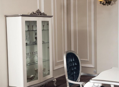 Vitrína Bílá Skleněná Vitrína Design Klasická Skříň Luxusní Dřevěný Nábytek