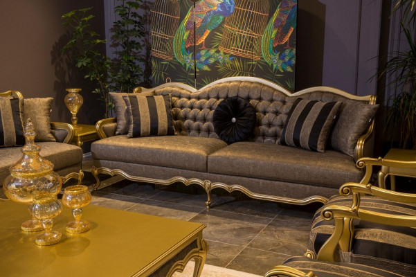 Třímístná luxusní pohovka 3místná pohovka sedadla tkanina design nábytek styl textilní.